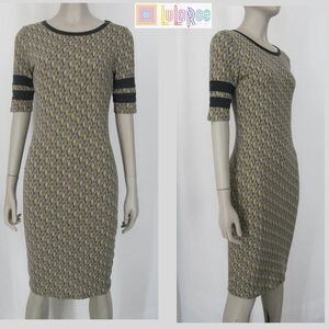 Lularoe Geometric Brown and Yellow Chevron Dress